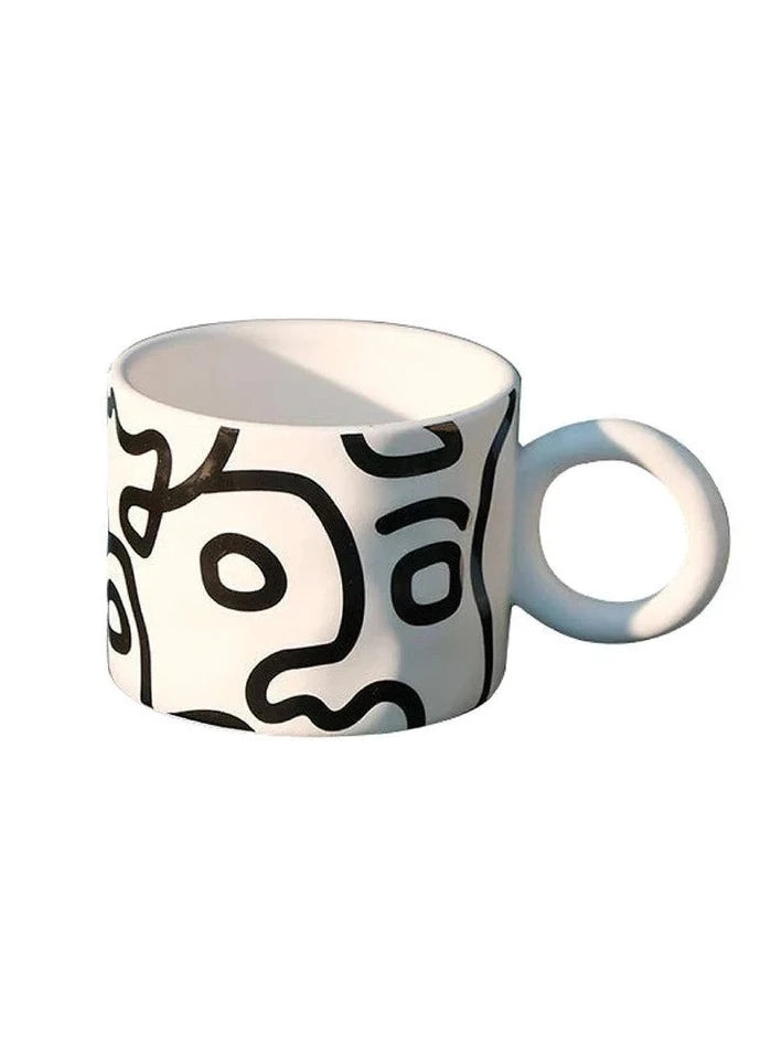 Monochrome Art: Black and White Graffiti Mug