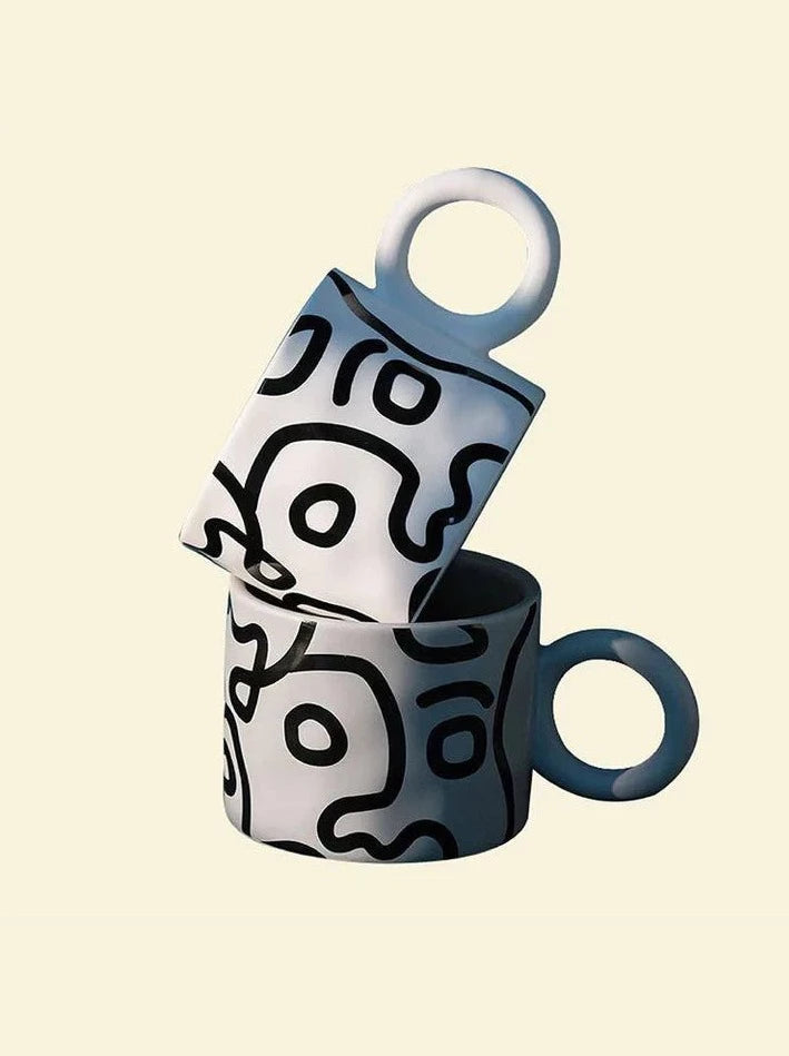 Monochrome Art: Black and White Graffiti Mug