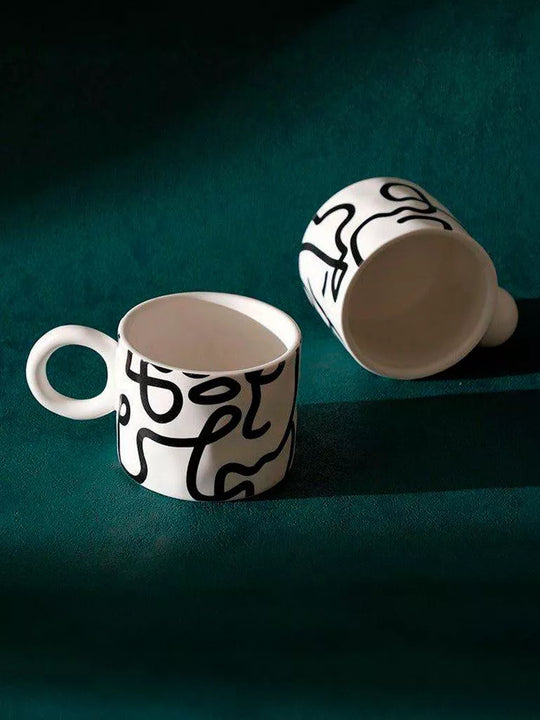 Monochrome Art: Black and White Graffiti Mug